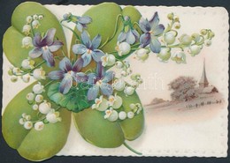 ** T1 Clover, Lily Of The Valley, Church, Litho, Emb., Floral, Small Size (11,2 Cm X 8 Cm) - Zonder Classificatie