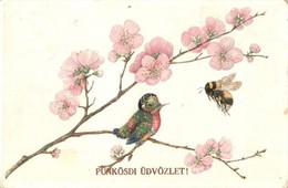 T2/T3 Pünkösdi Üdvözlet! / Pentecost Greeting Art Postcard, Bird With Bee. Primus W.L.B. 03396. (EK) - Sin Clasificación