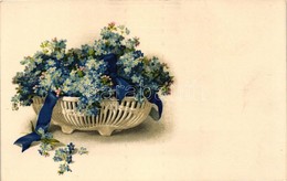 ** T2 Blue Flowers In A Basket, Meissner & Buch Künstlerpostkarten Serie 2285, Litho - Ohne Zuordnung