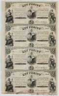 1852. 2Ft 'Kossuth Bankó' 'E', 'F', 'G' és 'H' Kitöltetlen 4-es ívben T:II,II- 
Hungary 1852. 2 Forint (E,F,G,H), Sheet  - Non Classés