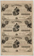 1852. 5Ft 'Kossuth Bankó' Kitöltetlen D,E,F 3-as ívben T:I,I- 
Hungary 1852. 5 Forint Sheet Of 3 (D,E,F) Without Date An - Zonder Classificatie