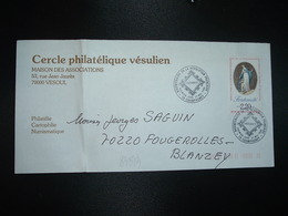 LETTRE TP FRANCE FRATERNITE 2,20 OBL.27 MAI 1989 70 CHAMPAGNEY BICENTENAIRE DE LA REVOLUTION FRANCAISE - Franz. Revolution