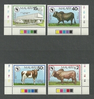Malawi, 1989 (#533-36d), African Development Bank, Cows, Vacas, Kühe, Mucche, Vaches, Fauna, Animals, Telecommunication - Mucche