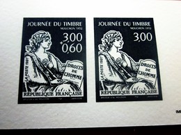 1997 JOURNÉE DU TIMBRE DROITS DE L'HOMME -ÉPREUVE  2 Timbre MOUCHON 190-émis Imprimerie Timbre Poste   Feuillet Cartonné - Autres & Non Classés