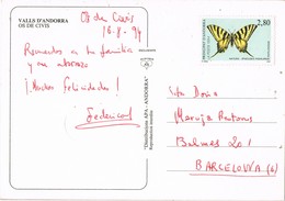 32359. Postal OS De CIVIS (Andorra Francesa) 1994. Dirigida Barcelona Franqueo Francés - Lettres & Documents