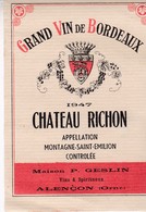 CHATEAU RICHON 1947 / MONTAGNE ST EMILION / - Bordeaux
