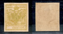 ANTICHI STATI - LOMBARDO VENETO - 1850 - Ristampa - 5 Cent Giallo Oliva - Senza Cifra - Carta Quadrillè - Nuovo Con Gomm - Autres & Non Classés