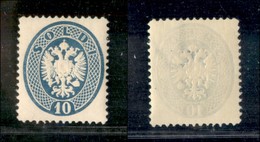 ANTICHI STATI - LOMBARDO VENETO - 1894 - Ristampe - 10 Soldi Azzurro (R20) Con Grande Filigrana - Gomma Integra - Sonstige & Ohne Zuordnung