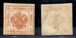 ANTICHI STATI - LOMBARDO VENETO - 1873 - Segnatasse Giornali - Ristampe - 4 Kreuzer (R33) - Gomma Originale (1.000) - Other & Unclassified