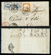 ANTICHI STATI - LOMBARDO VENETO - Lecco - Coppia Del 15 Cent (12 - Regno) + 10 Cent (14Dd - Sardegna) - Testata Di Lette - Other & Unclassified