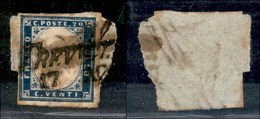 ANTICHI STATI - LOMBARDO VENETO - Treviglio 17.8 (P.ti 8) - 20 Cent (15C - Sardegna) Su Frammento - Sonstige & Ohne Zuordnung