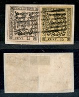 ANTICHI STATI - MODENA - 1852 - 25 Cent (4) + 15 Cent (3) Usati Su Frammento (165) - Altri & Non Classificati