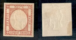 ANTICHI STATI - NAPOLI - 1861 - 5 Grana (21f) - Gomma Originale - T Rotto - Grinza Orizzontale Di Gomma - Andere & Zonder Classificatie