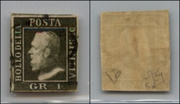 ANTICHI STATI - SICILIA - 1859 - 1 Grano (5d - Verde Oliva) Usato - Diena + Raybaudi (400) - Autres & Non Classés