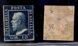 ANTICHI STATI - SICILIA - 1859 - 10 Grana (12) - Gomma Originale - Preciso In Alto - Lieve Sfaldatura In Angolo - Autres & Non Classés