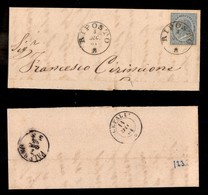 ANTICHI STATI - SICILIA - Riposto (P.ti 5) - 15 Cent (L18 - Regno) Su Testatina Di Lettera Per Cefalù Del 5.12.64 - Andere & Zonder Classificatie