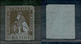 ANTICHI STATI - TOSCANA - 1851 - 9 Crazie (8a - Viola Bruno Scuro Su Azzurro) - Nuovo Senza Gomma - Angolo Superiore Des - Sonstige & Ohne Zuordnung