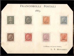 REGNO D'ITALIA - POSTA ORDINARIA - 1863 - Menabrea - Saggi De La Rue - 8 Valori Su Foglietto - Diena - Altri & Non Classificati