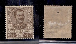 REGNO D'ITALIA - POSTA ORDINARIA - 1901 - 40 Cent Floreale (74) - Gomma Originale - Dentellatura Difettosa In Alto (1.20 - Sonstige & Ohne Zuordnung