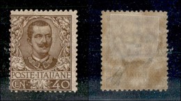REGNO D'ITALIA - POSTA ORDINARIA - 1901 - 40 Cent Floreale (74) - Traccia Di Gomma Originale - Lieve Linguella - Diena ( - Autres & Non Classés