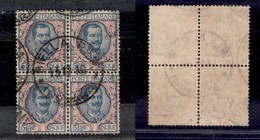 REGNO D'ITALIA - POSTA ORDINARIA - 1901 - 5 Lire Floreale (78) - Quartina Usata - Ottimamente Centrata - Autres & Non Classés