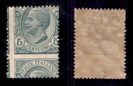 REGNO D'ITALIA - POSTA ORDINARIA - 1906 - 5 Cent Leoni (81 - Varietà Nb) - Dentellatura Orizzontale Spostata - Gomma Int - Sonstige & Ohne Zuordnung