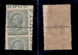 REGNO D'ITALIA - POSTA ORDINARIA - 1906 - 5 Cent Leoni (81ne) - Dentellatura Ruotata - Coppia Di Bordo Foglio - Gomma Or - Sonstige & Ohne Zuordnung