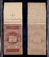 REGNO D'ITALIA - POSTA ORDINARIA - 1921 - 15 Cent Dante (116h) Non Dentellato In Alto - Gomma Integra (195) - Sonstige & Ohne Zuordnung