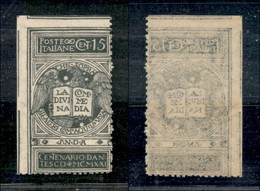 REGNO D'ITALIA - POSTA ORDINARIA - 1921 - Non Emesso - 15 Cent Dante (116A) - Angolo Sinistro Con Dentellatura Tosata -  - Sonstige & Ohne Zuordnung