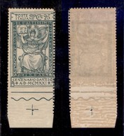 REGNO D'ITALIA - POSTA ORDINARIA - 1921 - 25 Cent Dante (117 - Varietà Ha) Non Dentellato In Basso - Gomma Originale - N - Sonstige & Ohne Zuordnung