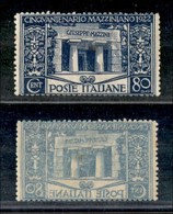 REGNO D'ITALIA - POSTA ORDINARIA - 1922 - 80 Cent Mazzini (130h) Con Decalco - Gomma Integra (120) - Sonstige & Ohne Zuordnung
