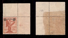 REGNO D'ITALIA - POSTA ORDINARIA - 1924 - 1 Lira Su 10 Cent (159d) Angolo Di Foglio Con Filigrana Croce - Gomma Integra  - Sonstige & Ohne Zuordnung
