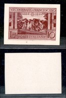 REGNO D'ITALIA - POSTA ORDINARIA - 1926 - Saggi Cisari - S. Francesco - 10 Lire (Unificato 119 - Carminio) - Sempre Senz - Sonstige & Ohne Zuordnung