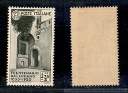 REGNO D'ITALIA - POSTA ORDINARIA - 1937 - 2,75 + 2 Lire Bellini (393) - Gomma Integra (200) - Autres & Non Classés