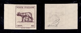 REGNO D'ITALIA - LUOGOTENENZA - 1943 - 50 Cent (515 L) Non Dentellato (110) - Sonstige & Ohne Zuordnung