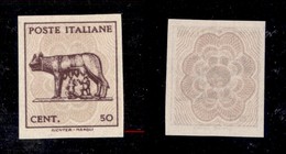 REGNO D'ITALIA - LUOGOTENENZA - 1944 - 50 Cent (515Ak) Non Dentellato Con Stampa Recto Verso Del Fondo Di Sicurezza (150 - Sonstige & Ohne Zuordnung