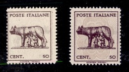 REGNO D'ITALIA - LUOGOTENENZA - 1944 - 50 Cent (515Al) Con Stampa Recto Verso Senza Fondo Di Sicurezza (130) - Autres & Non Classés