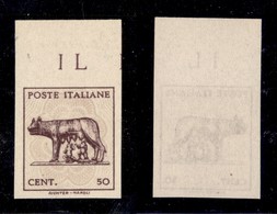 REGNO D'ITALIA - LUOGOTENENZA - 1944 - 50 Cent (515Ar) Non Dentellato (120) - Sonstige & Ohne Zuordnung