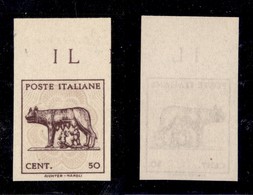 REGNO D'ITALIA - LUOGOTENENZA - 1944 - 50 Cent (515Ar) Non Dentellato (120) - Autres & Non Classés