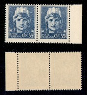 REGNO D'ITALIA - LUOGOTENENZA - 1945 - 35 Cent Imperiale (527a) - Coppia Bordo Foglio Con Stampa Evanescente - Gomma Int - Autres & Non Classés