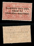 REGNO D'ITALIA - POSTA AEREA - 1917 - Torino Roma - 25 Cent (1) - Gomma Originale - Ottimamente Centrato (90) - Sonstige & Ohne Zuordnung