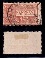 REGNO D'ITALIA - ESPRESSI - 1903 - 25 Cent (1da) Usato - Dentellatura Verticale Spostata Sulle Scritte Marginali (600) - Sonstige & Ohne Zuordnung