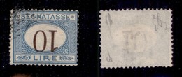REGNO D'ITALIA - SEGNATASSE - 1874 - 10 Lire (14b) Usato - Cifre Capovolte - Emilio Diena (475) - Autres & Non Classés