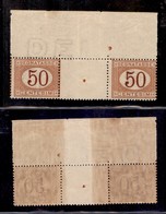 REGNO D'ITALIA - SEGNATASSE - 1890 - 50 Cent (25) - Coppia Bordo Foglio Con Interspazio Al Centro - Gomma Integra (1.650 - Autres & Non Classés