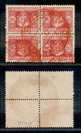REGNO D'ITALIA - SEGNATASSE - 1945 - 20 Lire (96) - Quartina Usata (160++) - Sonstige & Ohne Zuordnung