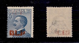 REGNO D'ITALIA - BLP - 1921 - 25 Cent (3) - Leggera Controstampa D’appoggio (in Alto) + Decalco Al Retro - Gomma Integra - Autres & Non Classés