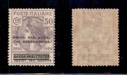 REGNO D'ITALIA - PARASTATALI - 1924 - 50 Cent Mutil. Inv. Guerra (74aa) - Soprastampa In Alto - Gomma Originale (400) - Autres & Non Classés