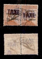 OCCUPAZIONI - BOLZANO 3 - 1918 - Taxe Su 20 Heller (32 Varietà) - Coppia Usata - Soprastampe Disallineate - Non Cataloga - Sonstige & Ohne Zuordnung