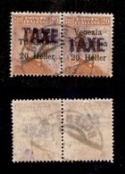 OCCUPAZIONI - BOLZANO 3 - 1918 - Taxe Su 20 Heller (32 Varietà) - Coppia Usata - Soprastampe Disallineate - Non Cataloga - Altri & Non Classificati