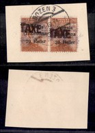 OCCUPAZIONI - BOLZANO 3 - 1918 - Taxe Su 20 Heller (32 Varietà) - Coppia Con Soprastampa Obliqua Usata Su Frammento - No - Sonstige & Ohne Zuordnung